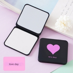 Gương Vuông Đen Vỏ Nhám Love Day Nhiều Hình Cute - Giao Màu Ngẫu Nhiên