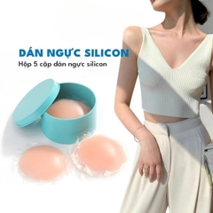 Miếng Dán Ngực Silicon Tàng Hình Hộp Xanh 5 Cặp Trong Suốt Che Nhũ Hoa Siêu Mỏng Tái Sử Dụng Nhiều Lần