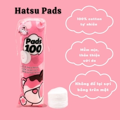 Bông Tẩy Trang Gấu Hồng Hatsu Pads Dày Mịn Dập Viền Không Xơ Bông Cao Cấp Túi 150 Miếng