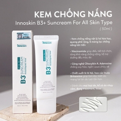 Kem Chống Nắng B3+ Innoskin Suncream SPF50+ PA++++ Dưỡng Sáng Mờ Thâm Kiềm Dầu Hàn Quốc 50g