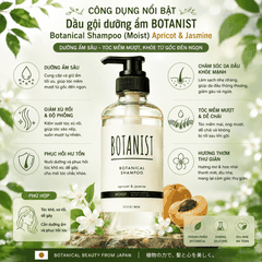 Combo 2 Món Dầu Gội Xả BOTANIST Moist Nắp Đen Dưỡng Ẩm Phục Hồi Tóc Khô Xơ Rối Chai Nhật Bản 460ml