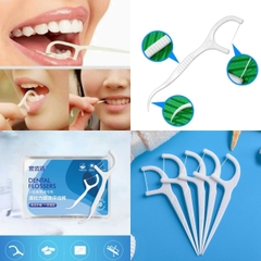 Tăm Chỉ Nha Khoa Dental Flossers Làm Sạch Kẽ Răng Mảng Bám Tiện Lợi Hộp 50 Cái
