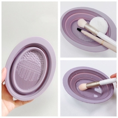 Chậu Vệ Sinh Cọ Makeup Silicon Gấp Gọn Làm Sạch Cọ Bông Mút Dễ Dàng