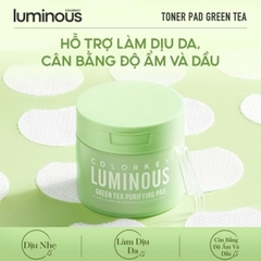 Toner Pad Colorkey Luminous Hỗ Trợ Cấp Ẩm Làm Dịu Dưỡng Sáng  Cho Da Dầu Mụn Green Tea Purifying Pad Hộp 60 Miếng-TẶNG 1 SAMPLE TONER PAD