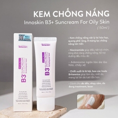 Kem Chống Nắng B3+ Innoskin Suncream SPF50+ PA++++ Dưỡng Sáng Mờ Thâm Kiềm Dầu Hàn Quốc 50g
