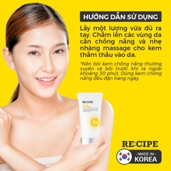 Kem Chống Nắng  Recipe Crystal Sun CreamSPF50+ PA++++ Dưỡng Trắng Nâng Tông Chống Nước 50ml