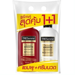 Set Gội Xả Tresemme Keratin Smooth Suôn Mượt Giảm Gãy Rụng Thái Lan Chai 370ml x2