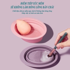 Chậu Vệ Sinh Cọ Makeup Silicon Gấp Gọn Làm Sạch Cọ Bông Mút Dễ Dàng