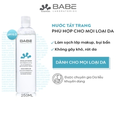 Nước Tẩy Trang BABE Essentials Prebiotic Micellar Water Làm Sạch Sâu Dịu Nhẹ Phù Hợp Mọi Loại Da 250ml