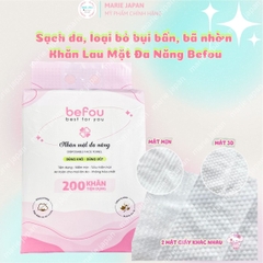 Khăn Lau Mặt Đa Năng Befou Không Xơ Bông Mềm Mịn Tiện Lợi Thân Thiện Với Da Túi 200 Khăn