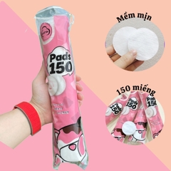 Bông Tẩy Trang Gấu Hồng Hatsu Pads Dày Mịn Dập Viền Không Xơ Bông Cao Cấp Túi 150 Miếng