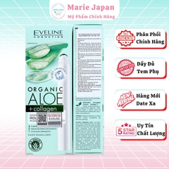 Lăn Mắt Eveline Organic Aloe + Collagen Cấp Ẩm Nâng Cơ Giảm Thâm Bọng Hiệu Quả Ba Lan 15ml