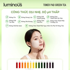 Toner Pad Colorkey Luminous Hỗ Trợ Cấp Ẩm Làm Dịu Dưỡng Sáng  Cho Da Dầu Mụn Green Tea Purifying Pad Hộp 60 Miếng-TẶNG 1 SAMPLE TONER PAD