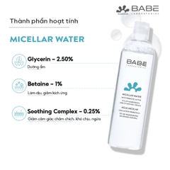 Nước Tẩy Trang BABE Essentials Prebiotic Micellar Water Làm Sạch Sâu Dịu Nhẹ Phù Hợp Mọi Loại Da 250ml