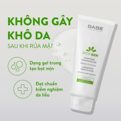 Sữa Rửa Mặt Babe Stop AKN Purifying Cleansing Gel Sạch Sâu Dịu Nhẹ Giảm Mụn Tây Ban Nha