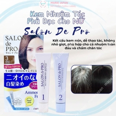 Kem Nhuộm Tóc Cho NỮ Salon De Pro Phủ Bạc Tự Nhiên Không Mùi Cao Cấp Nhật Bản 80G