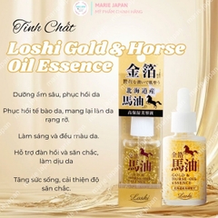 Tinh Chất Dầu Ngựa Loshi Phục Hồi Dưỡng Ẩm Sáng Mịn Gold & Horse Oil Essence Nhật Bản Chai 30ml