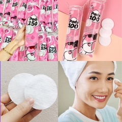Bông Tẩy Trang Gấu Hồng Hatsu Pads Dày Mịn Dập Viền Không Xơ Bông Cao Cấp Túi 150 Miếng