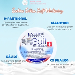 Kem Dưỡng Eveline Dưỡng Ẩm Phục Hồi Sáng Da Cho Mặt Và Body  Extra Soft Whitening Ba Lan Hũ 200ml
