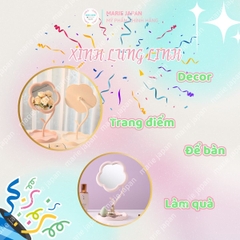 Gương Tròn Decor Hình Hoa Đáng Yêu Trang Điểm Để Bàn Xinh Xắn Có Khay Đựng Nhỏ Gọn
