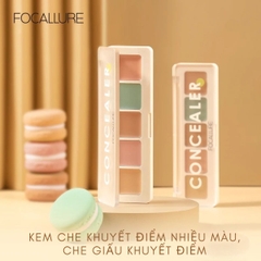 Kem Che Khuyết Điểm Focallure 5 Màu Mềm Mịn Che Phủ Tự Nhiên Lâu Trôi  Color Concealer Palette 4.3g
