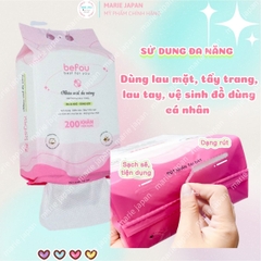 Khăn Lau Mặt Đa Năng Befou Không Xơ Bông Mềm Mịn Tiện Lợi Thân Thiện Với Da Túi 200 Khăn