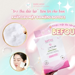 Khăn Lau Mặt Đa Năng Befou Không Xơ Bông Mềm Mịn Tiện Lợi Thân Thiện Với Da Túi 200 Khăn