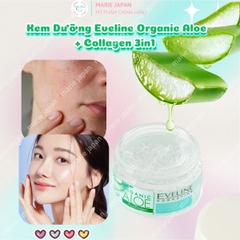 Gel Dưỡng Eveline Organic Aloe + Collagen 3in1 Cấp Ẩm Làm Dịu Phục Hồi Da Hư Tổn Hũ 50ml