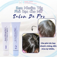Kem Nhuộm Tóc Cho NỮ Salon De Pro Phủ Bạc Tự Nhiên Không Mùi Cao Cấp Nhật Bản 80G