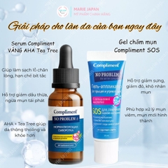 Combo 2 Món 1 Gel Chấm Mụn Compliment Đỏ SOS 25ml + 1 Serum Compliment Vàng- AHA TEATREE  27ml Giảm Mụn Mờ Thâm Nga