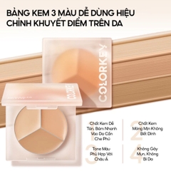 Bảng Kem Che Khuyết Điểm COLORKEY 3 Màu Mỏng Mịn Tự Nhiên Lâu Trôi Concealer Palette 3.9g