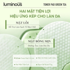 Toner Pad Colorkey Luminous Hỗ Trợ Cấp Ẩm Làm Dịu Dưỡng Sáng  Cho Da Dầu Mụn Green Tea Purifying Pad Hộp 60 Miếng-TẶNG 1 SAMPLE TONER PAD