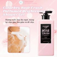 Gel Tắm Colorkey Rosé Crush Dưỡng Sáng Hương Thơm Lâu Dịu Nhẹ Perfumed Brightening Shower Gel Chai 400g TẶNG 1 SET 2 SAMPLE GEL TẮM ROSE CRUSH