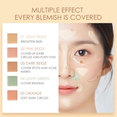 Kem Che Khuyết Điểm Focallure 5 Màu Mềm Mịn Che Phủ Tự Nhiên Lâu Trôi  Color Concealer Palette 4.3g