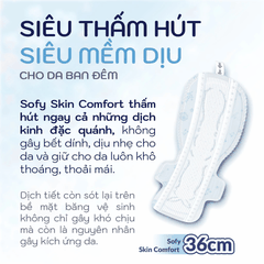 Băng Vệ Sinh Có Cánh Unicharm Sofy Siêu Thấm Chống Tràn  Ban Đêm Unicharm Sofy Skin Comfort Nhật Bản 36cm 4 Miếng