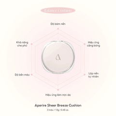 Cushion Aperire Chống Nắng Che Phủ Tốt Da Căng Bóng Mịn Lì Mỏng Nhẹ Sheer Breeze Hàn Quốc 13g