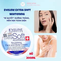 Kem Dưỡng Eveline Dưỡng Ẩm Phục Hồi Sáng Da Cho Mặt Và Body  Extra Soft Whitening Ba Lan Hũ 200ml