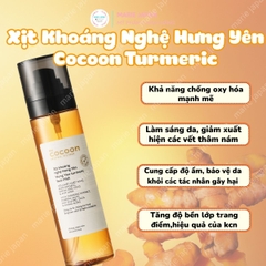 Xịt Khoáng Nghệ Hưng Yên Cocoon Turmeric Dưỡng Sáng Ẩm Da  Ngăn Ngừa Oxy Hóa Chai 130ml