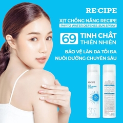 Xịt Chống Nắng Recipe Phyto Water Defense Sun Spray Bảo Vệ Da Dưỡng Ẩm Chống Nước Không Trôi Hàn Quốc