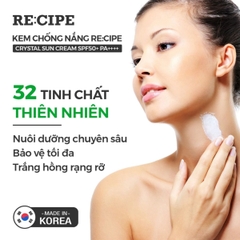 Kem Chống Nắng  Recipe Crystal Sun CreamSPF50+ PA++++ Dưỡng Trắng Nâng Tông Chống Nước 50ml