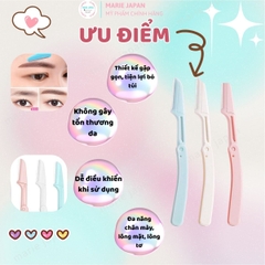 Set 3 Dao Cạo Chân Mày Gập Gọn Folding Eyebrow Knife An Toàn Tiện Lợi Dễ Dàng Sử Dụng