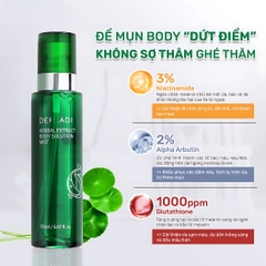 Xịt Mụn Lưng Derladie Herbal Extract Body Solution Mist Mờ Thâm Giảm Viêm Nang Lông Hàn Quốc 150ml