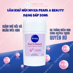 Lăn Sáp Nivea Pearl & Beauty Khử Mùi Dưỡng Da Trắng Sáng Mịn Màng Mờ Thâm 50ml