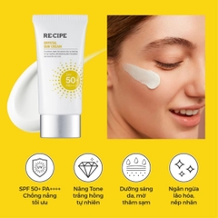 Kem Chống Nắng  Recipe Crystal Sun CreamSPF50+ PA++++ Dưỡng Trắng Nâng Tông Chống Nước 50ml