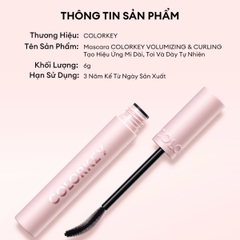 Mascara Colorkey Volumizing & Curling Siêu Dài Cong Mi Tự Nhiên Lâu Trôi