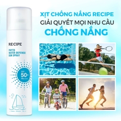 Xịt Chống Nắng Recipe Phyto Water Defense Sun Spray Bảo Vệ Da Dưỡng Ẩm Chống Nước Không Trôi Hàn Quốc