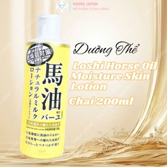 Dưỡng Thể Loshi Horse Oil Dưỡng Ẩm Phục Hồi Mềm Mịn Da Moisture Skin Lotion Nhật Bản Chai 200ml