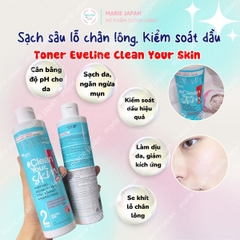 Nước Hoa Hồng Eveline Clean Your Skin Sạch Sâu Cân Bằng Da Ngăn Ngừa Mụn Hiệu Quả Ba Lan Chai 225ml