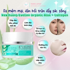 Gel Dưỡng Eveline Organic Aloe + Collagen 3in1 Cấp Ẩm Làm Dịu Phục Hồi Da Hư Tổn Hũ 50ml