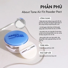 Phấn Phủ About Tone Powder Pact Dạng Nén  Nâng Tông Kiềm Dầu Siêu Lì Mịn Hàn Quốc Hộp 9g